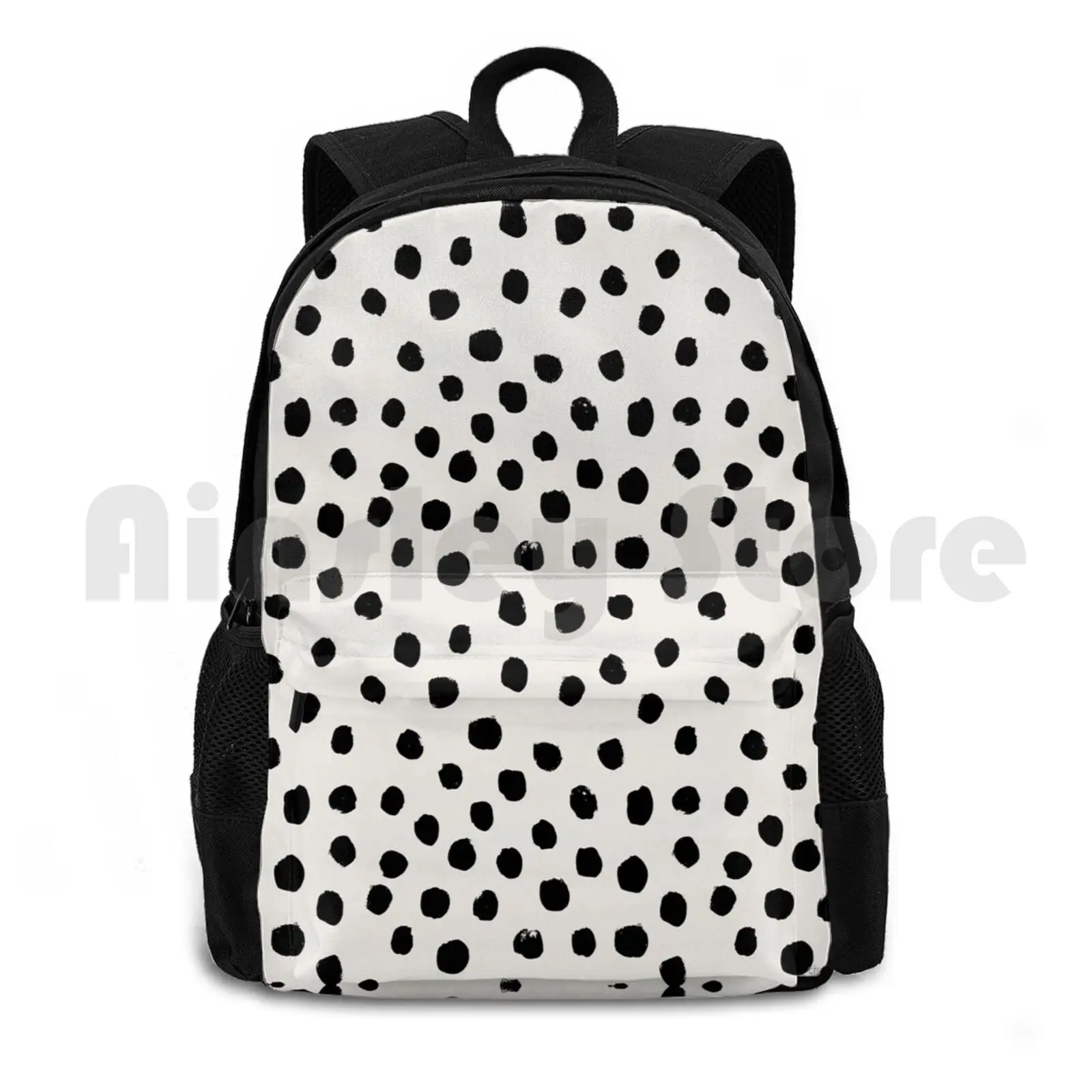 

Preppy Brushstroke Free Polka Dots Black And White Spots Dots Dalmation Animal Spots Design Minimal Outdoor Hiking Backpack