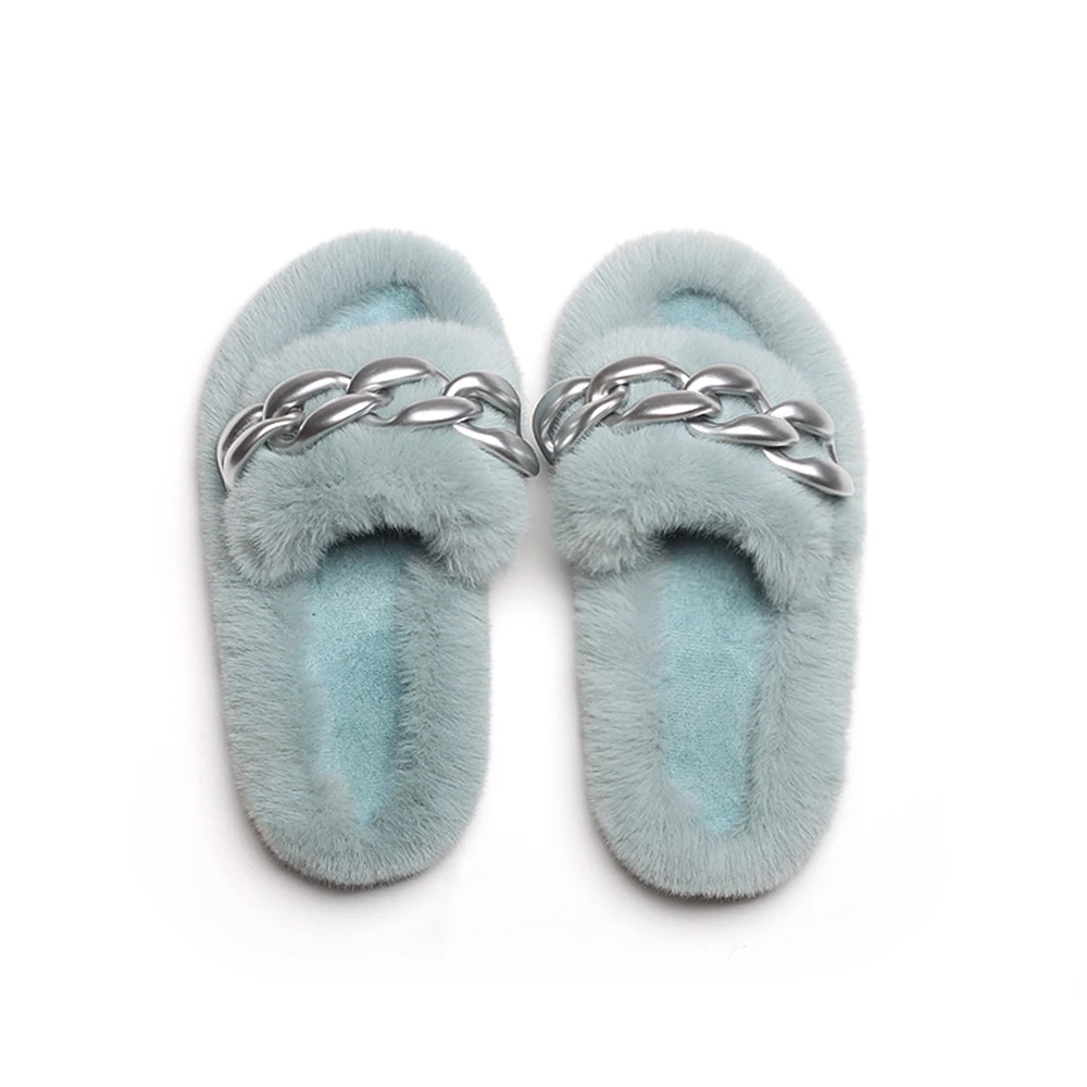 Women's Slippers Fluffy Flip Flops Cute Animal Puppy Furry Slides Luxury Design Slippers Flat Faux Fur Sandals Platform Shoes