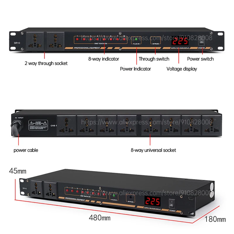 SR10 profissional 10 canais amplificador poder sequenciador controlador para DJ equipamento profissional som sistema Powersupply