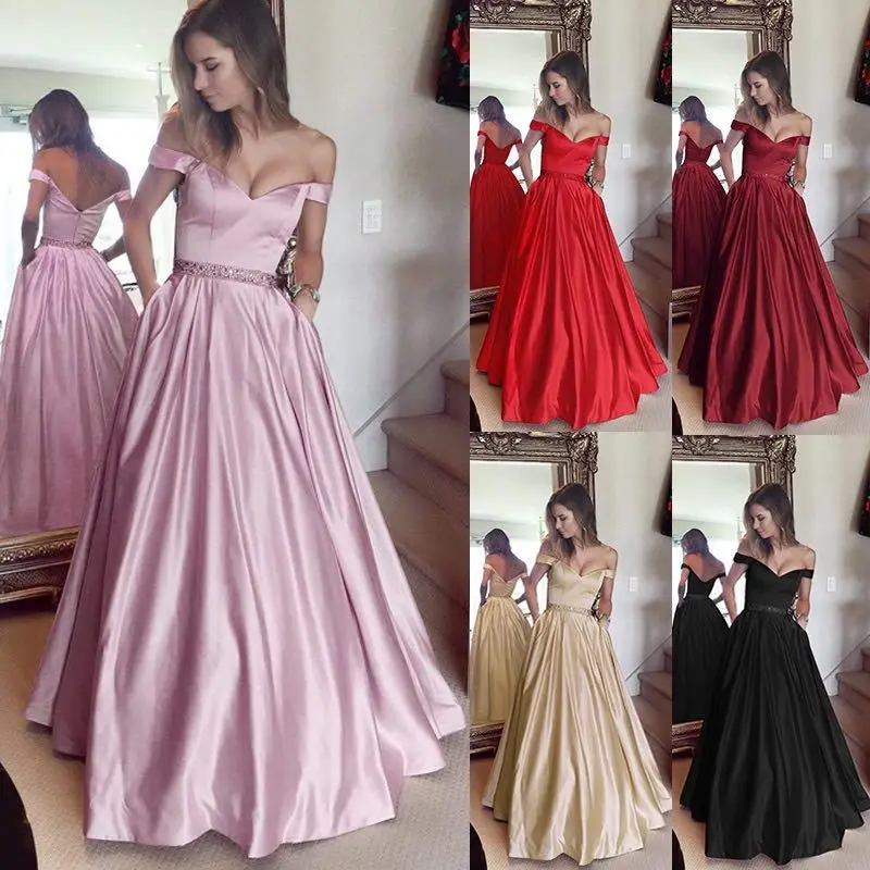 

Satsweety Evening Dresses elegant Prom Dress with slit 2021 women satin formal party gown robe soiree vestido de festa