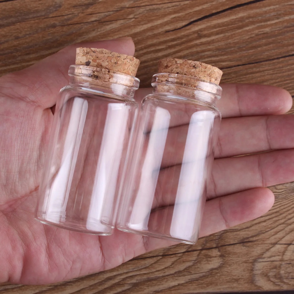 3pcs 50ml 37*70mm Storage Bottles Glass Bottles with Cork Lids Spice Jars Wishing bottles Glass vessels Glass Jars Candy bottles