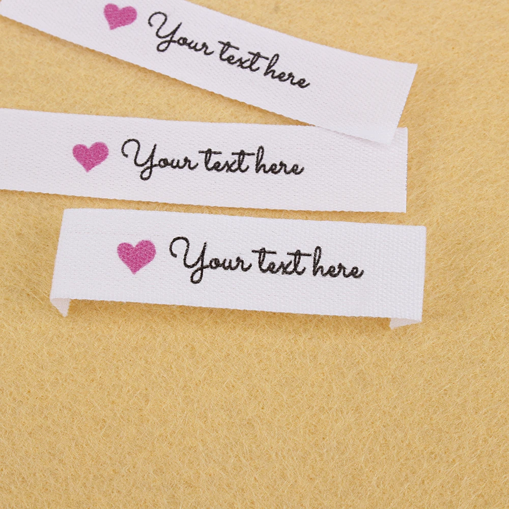 Custom Sewing Labels, Personalized Clothing Tags, Logo, Heart, Customized with Your Name, 100% Cotton, Printing (MD5023)