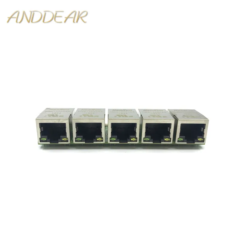 Mini poder divisor de fiação rj45, módulo de micro rede de interruptor com 5 portas 10/100mbps para engenharia, alta temperatura industrial