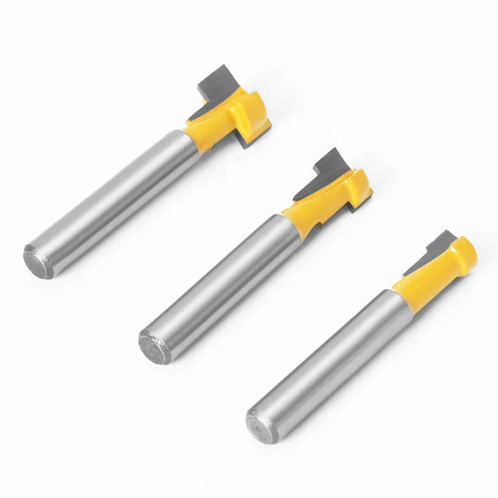 VACK 1/4" 6mm Shank T-Slot Router Bill  For Wood Milling Cutter 6.35mm Set Hex Bolt Key Hole Bits T Slotting Milling Tools