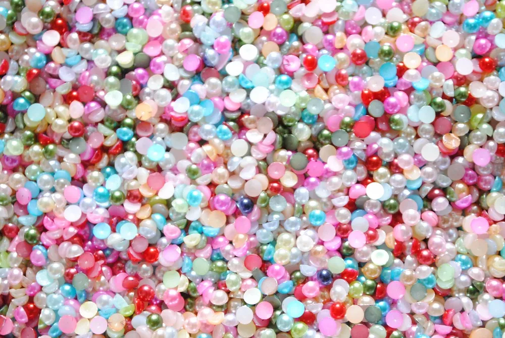 

2mm,4mm,6mm,8mm,10mm,12mm,14mm Mix Colors Flat back ABS round Half Pearl beads, imitation plastic half pearl beads