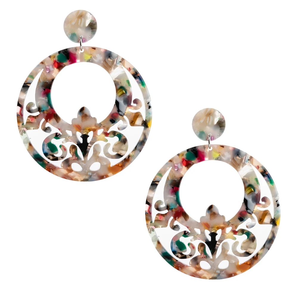 New Fashion Dangle Earring Colorful Acetate jewelry Ethnic Tortoiseshell Women\'s earrings Flamenco Dancers Accessories Wholesale