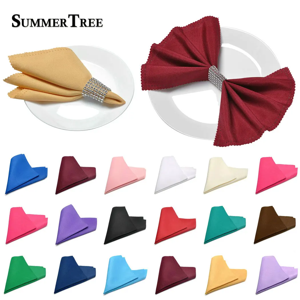 

20pcs Linen Napkins Polyester Diner 12 x 12inch Square Fabric Handkerchief Hanky Wedding Party Supply Home Hotel Banquet Decor