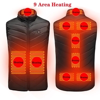 9 Areas Heated Vest Jacket USB Men Winter Electrical Heated Sleevless Jacket Outdoor Fishing Hunting Vest S-5XL