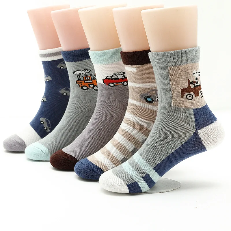 Lot de 5 paires de chaussettes en coton pour garçon de 2 à 15 ans, collection automne-hiver