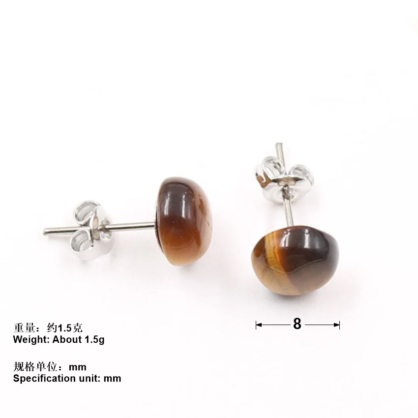 Circular Silver Color Women Stud Earrings Natural Gem Stone Amethyst Wedding Earring for Women Fashion Girls Ear Jewelry