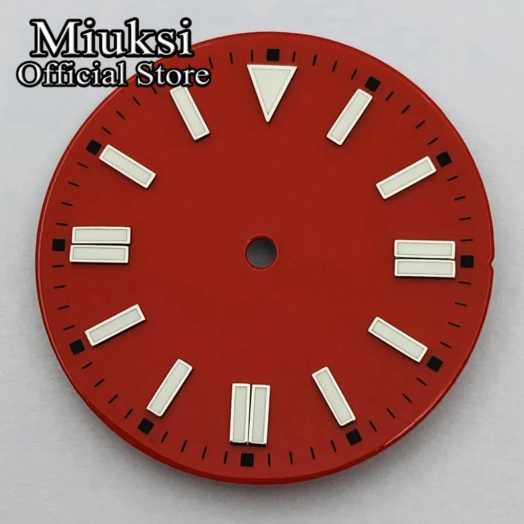 Miuksi 28.5mm/31mm black blue green red yellow watch dial luminous