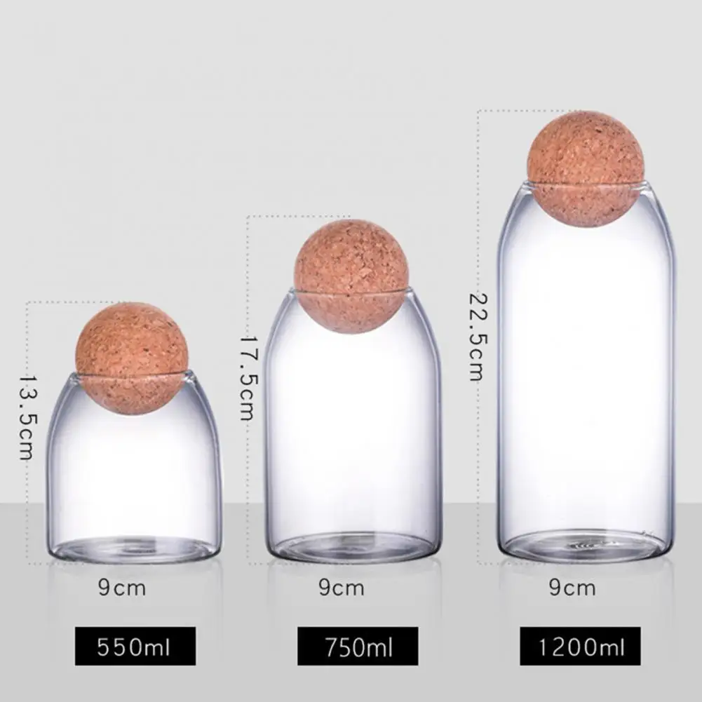 2021 New Style 550/750/1200ml Bottle Storage Bean Sugar Tea Coffee Organizer Cork Stopper Glass Jar Can Kitchen Sugar bowl