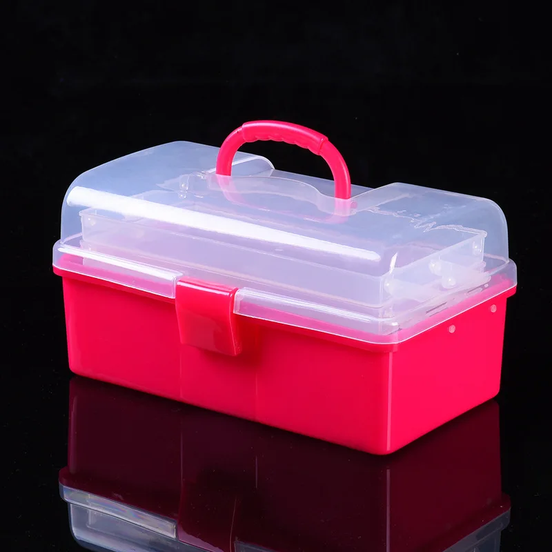 Kotak Alat Lipat Transparan Kotak Kerja Kit Manikur Kabinet Obat Tempat Kerja untuk Perangkat Penyimpanan Casing Bagian Organizer