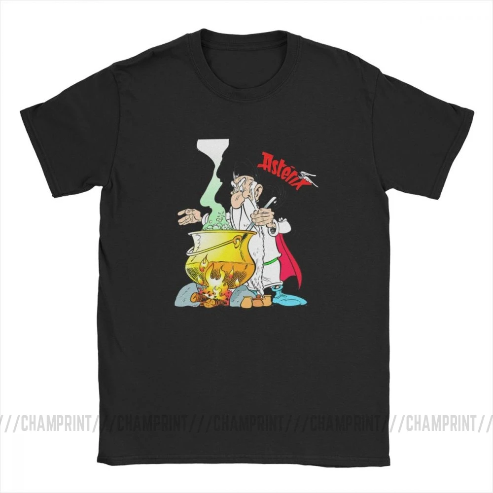 Men Asterix And Obelix T Shirt Panoramix Getafix Asterix Comics Pure Cotton Tops Short Sleeve Round Neck Tees Graphic T-Shirts