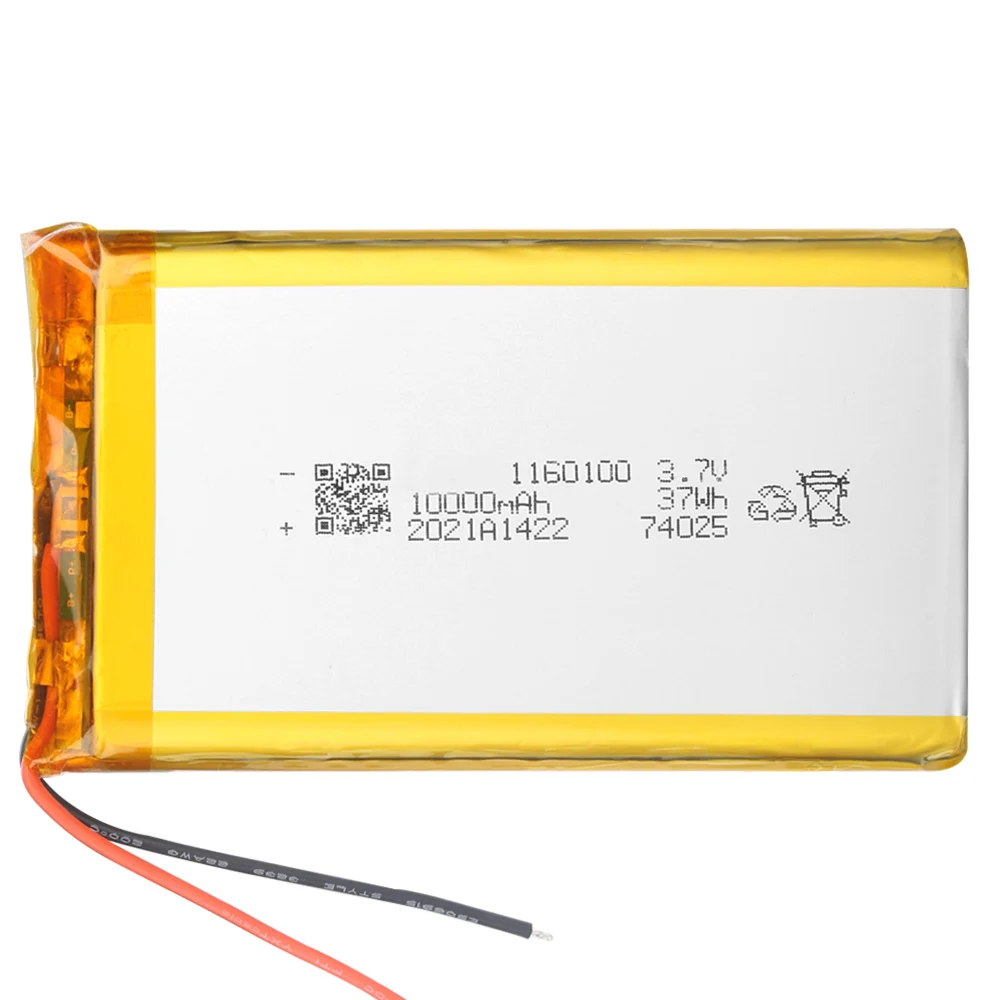 1160100 1260100 High capacity 10000mah thickness 11mm lipo battery rechargeable flat battery laptop batteries 1160