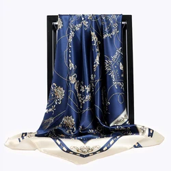 Classic 90cm Square Women Chiffon Silk Scarves Office Ladies Neckerchief Shawl Fashion Scarf Foulard Muffler Bandanna Hijab Wrap