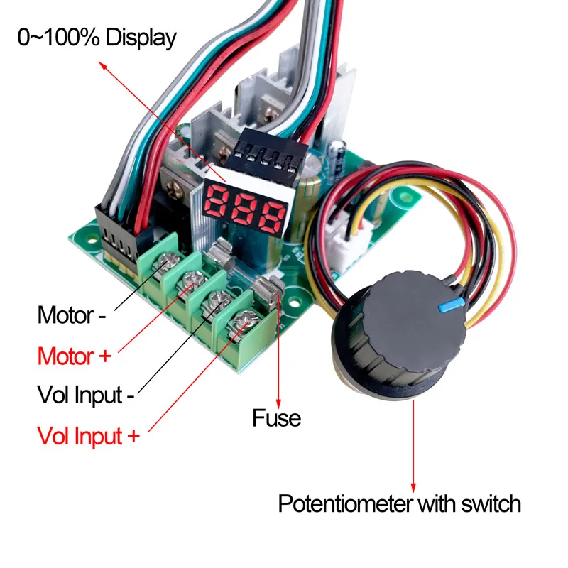 Digital display PWM speed controller 30A DC motor 0~100% adjustable drive module Input 12V 24V