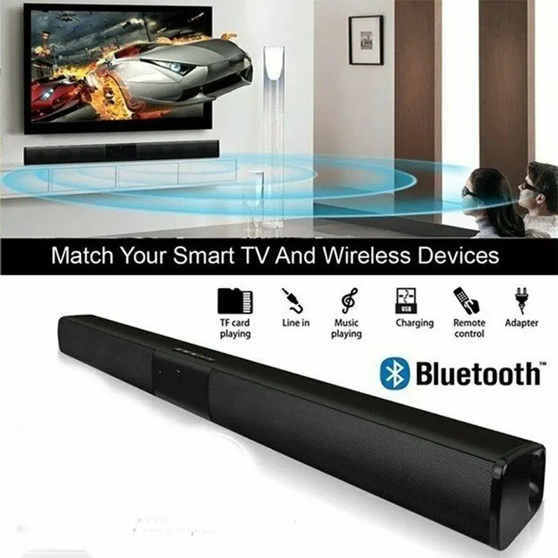 TV Wireless Bluetooth-Compatible Speaker Home Theater Sound Bar System Subwoofer 3D Stereo Surround for Game Consoles PC Laptop