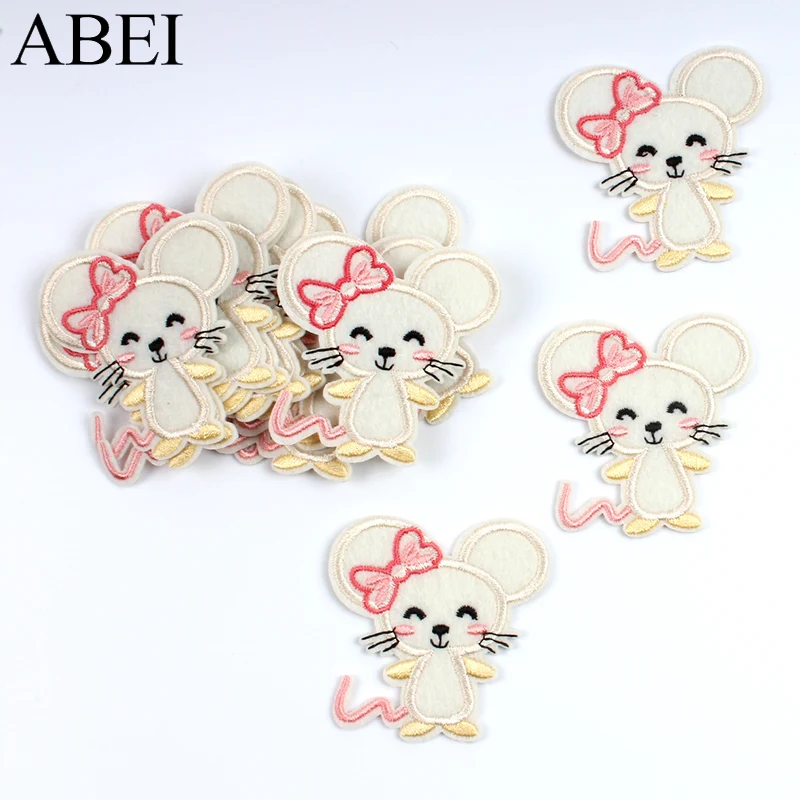 10pcs Cartoon Mouse Patches DIY Iron On Cute Animal Stickers Handmade Jeans Coats Pants Backpacks Dress Fabric Appliques Badge