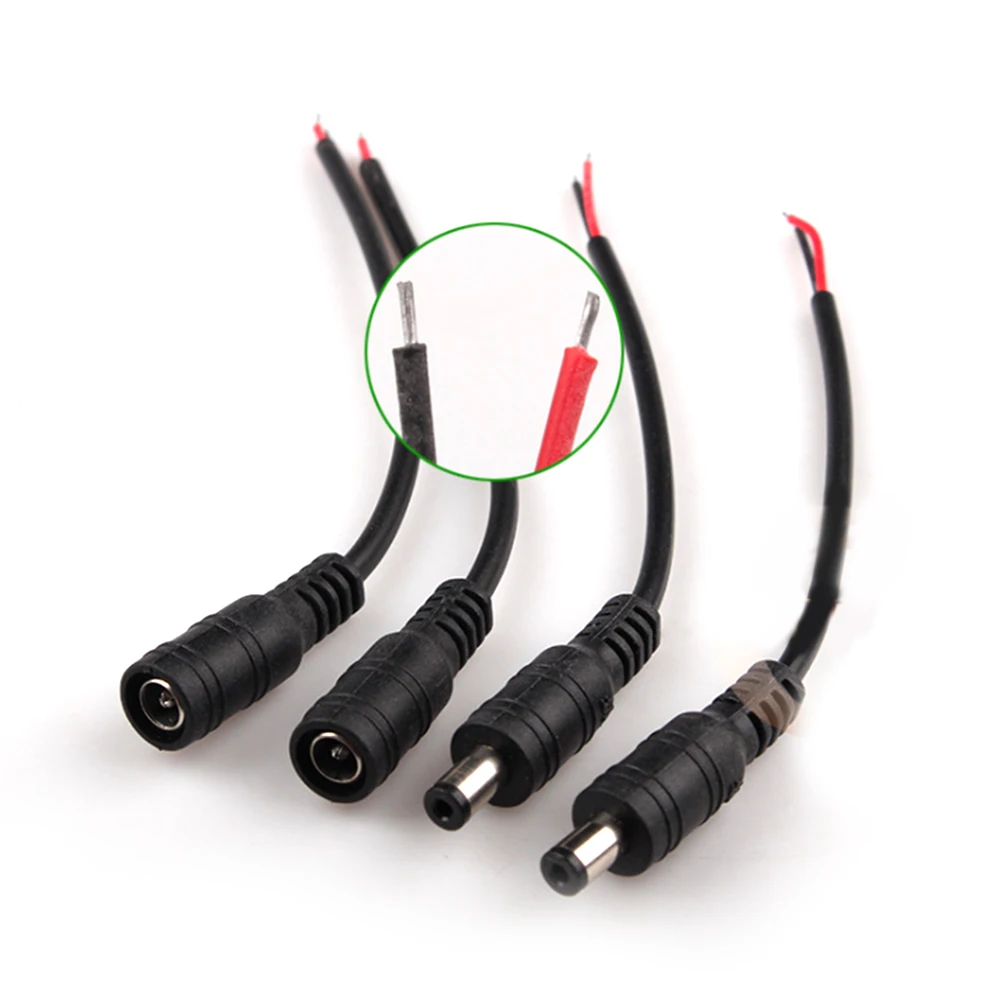 

10Set DC 12V 5.5*2.1mm Male / Female Connector Power Plug With Cord Cable For LED Strip 5050 3528