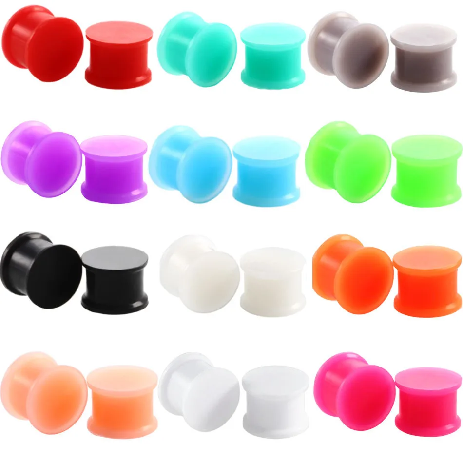 1Pair Silicone Ear Plugs and Tunnels Tragus Piercing Multicolour Ear Expanders Earrings Fashion Round Piercing Jewelry