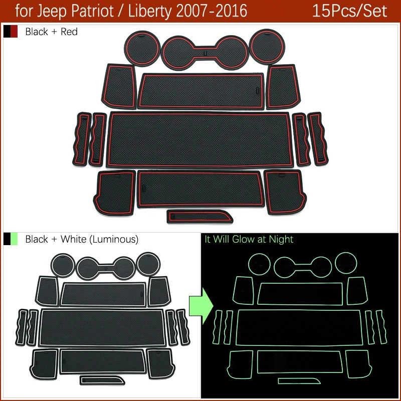 for Jeep Patriot Liberty 2007~2016 Rubber Anti-slip Mat Door Groove Cup Pad Gate Slot Coaster Dust-proof 2008 2009 2010 Stickers