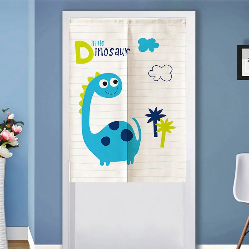 Japanese Noren Door Curtain Cartoon Pattern For Bedroom Kitchen Home Entrance Decoration Thick Linen Fabric Hanging Curtains