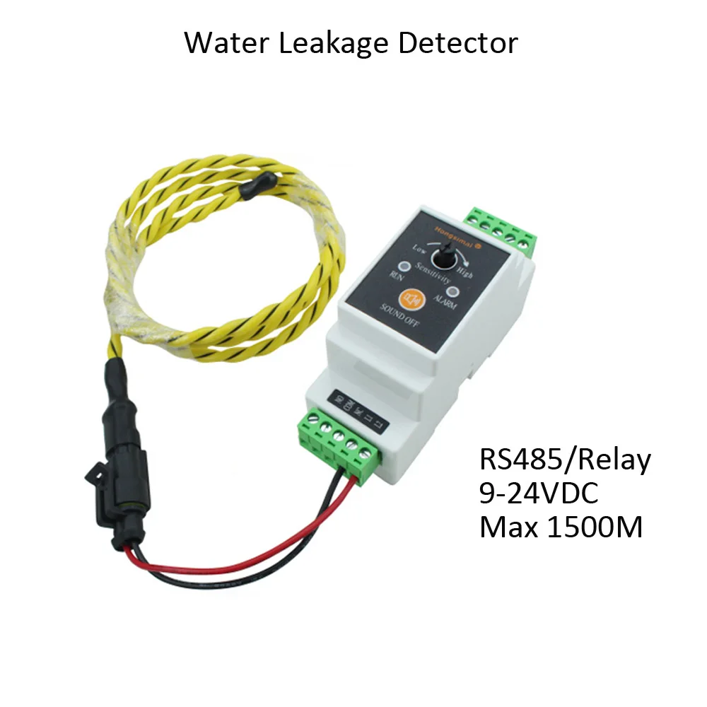 Detector de fugas de agua RS485, carril guía, relé de contacto seco, señal máxima de 1500M, Sensor de fugas de agua para el hogar NC NO