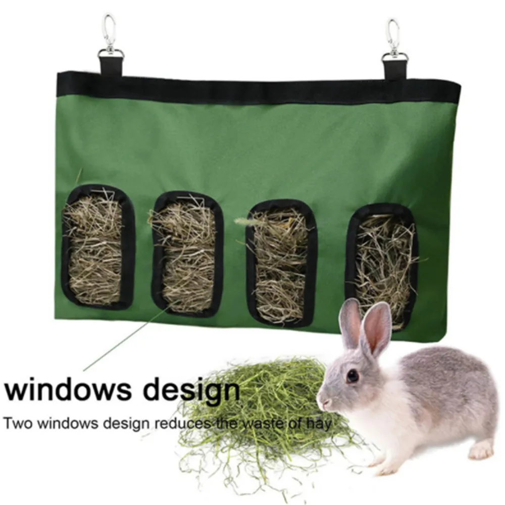 2sizes Hay Bag Hanging Pouch Feeder Holder Feeding Dispenser Container For Rabbit Guinea Pig Small Animals Pet Machine Washable