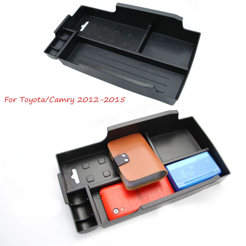 

For T*oyota/Camry 2012 2013 2014 2015 ABS Auto Cover Front Seat Central Armrest Storage Box Container Sticker Tirm