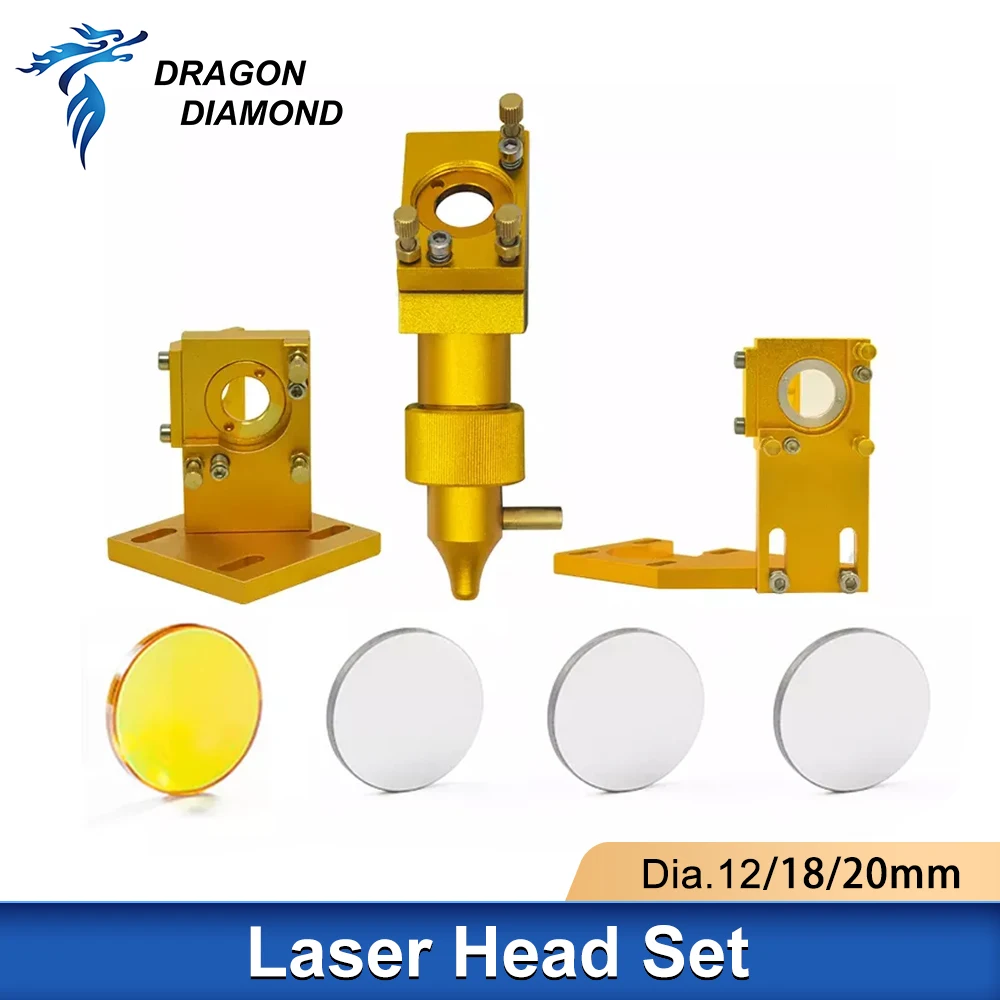 K40 Series Co2 Laser Head Set With Lens Dia.12/18/20mm FL.50.8mm Mirrors 20mm For 2030 4060 DIY Laser Engraving Cutting Machine