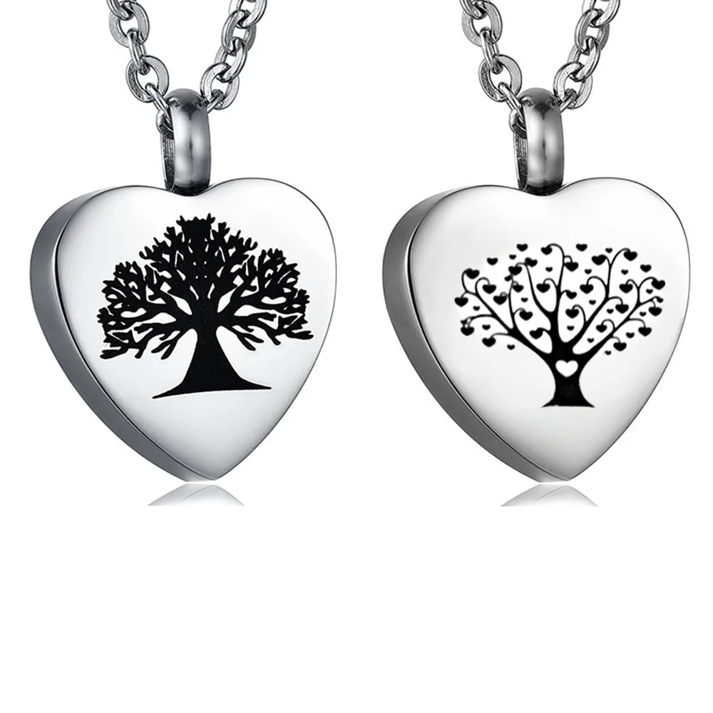 Custom Stainless Steel Tree Of Life Cremation Urn Necklace Pendant Keepsake Memorial Jewelry For Women Men Dropshipping