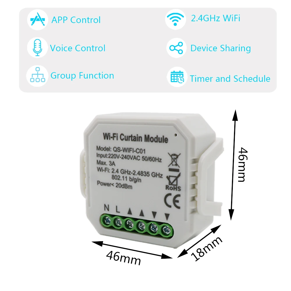WiFi الذكية الستار التبديل وحدة الستائر الدوارة مصراع المحرك بواسطة الحياة الذكية تويا APP التحكم عن بعد العمل مع أليكسا جوجل المنزل