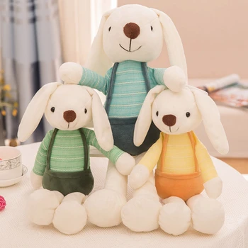 Peluche di coniglio dalle orecchie lunghe color caramello da 40 cm vestito piccolo coniglio bianco può essere appeso al muro per dormire per lenire il regalo di compleanno