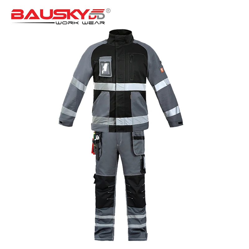 Men\'s Workwear Clothes Work Jacket Work Wear With Reflective Tapes Working Clothing