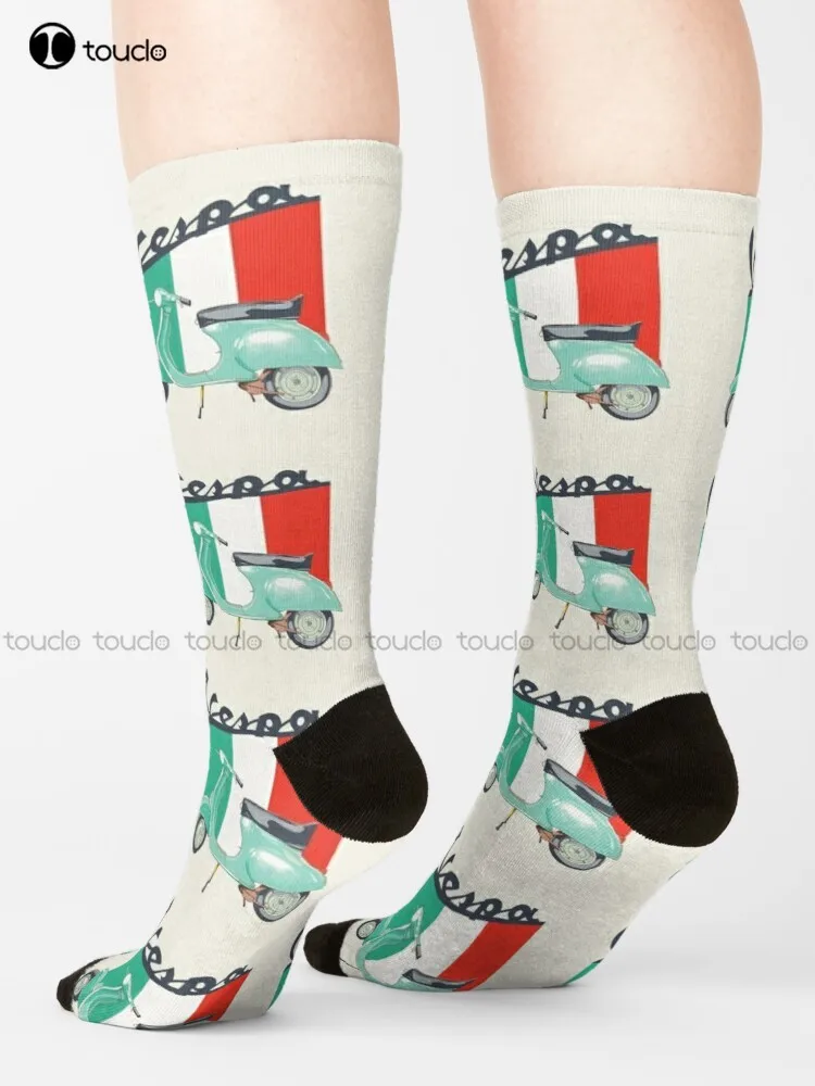 Vespa Logo Socks Kawaii Socks Unisex Adult Teen Youth Socks Personalized Custom 360° Digital Print Hd High Quality