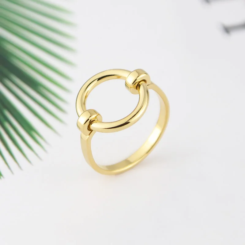 HOT Simple Design Pure Form Circle Shape Ring Stainless Steel Gold Color Fashion Jewelry Bague Femme Homme Anillo Wholesale