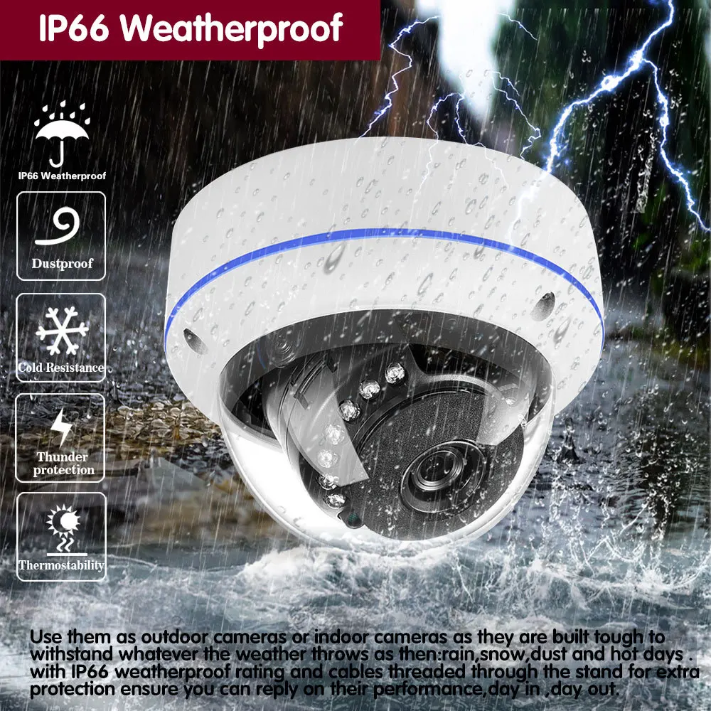 5MP Tuya ONVIF IP Camera Vandalproof Waterproof Outdoor Dome POE Camera System Audio Record Motion Detection home Ceiling IP Cam