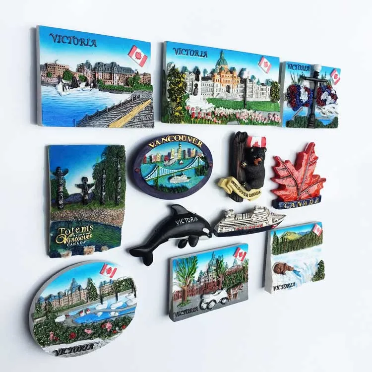 World Travel Fridge Magnet Canada Country Souvenir Fridge Magnets Canadian Bear Maple Leaf Victoria City 3d Resin Cute Magnets