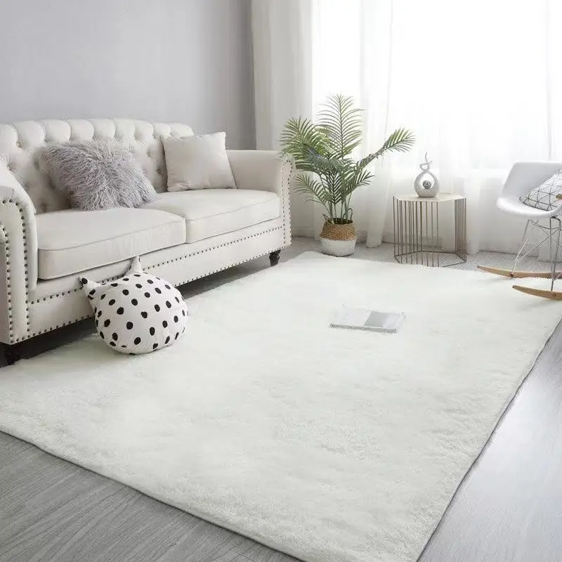 Large Modern Living Room Carpets White Silky Fluffy Girl Bedroom Bedside Mats House Entrance Mat Home Decoration Furry Soft Rugs