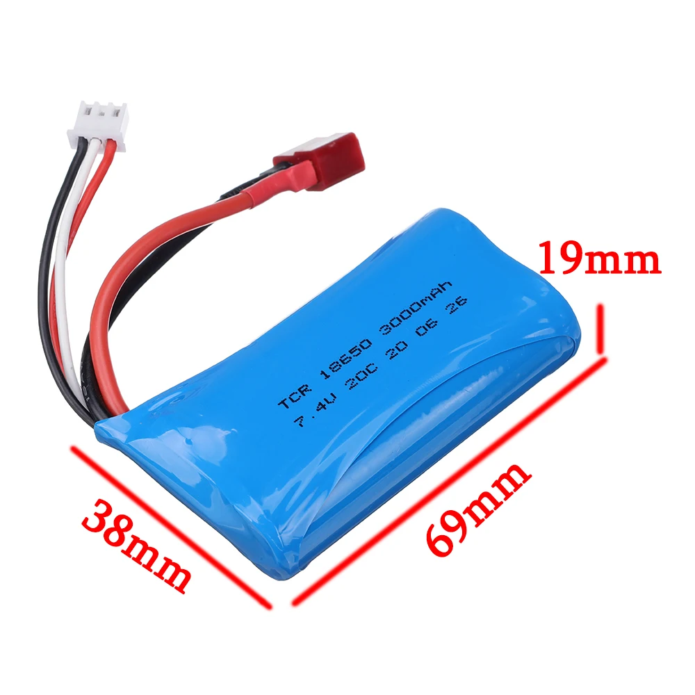 18650 bateria 7.4v 3000mah lipo bateria 2s para wltoys 104009/12423/10428 /12429/12401/12402/12402a rc carro acessórios de reposição