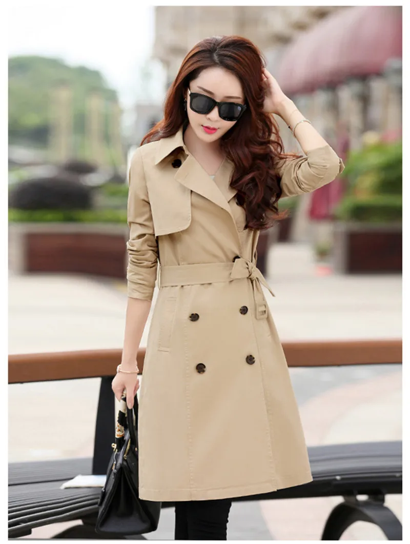 Lady Pink Trench Elegant Coat Women's Autumn Windbreaker Coats Slim Trench Coat Para As Mulheres Double Breasted WXF123 s