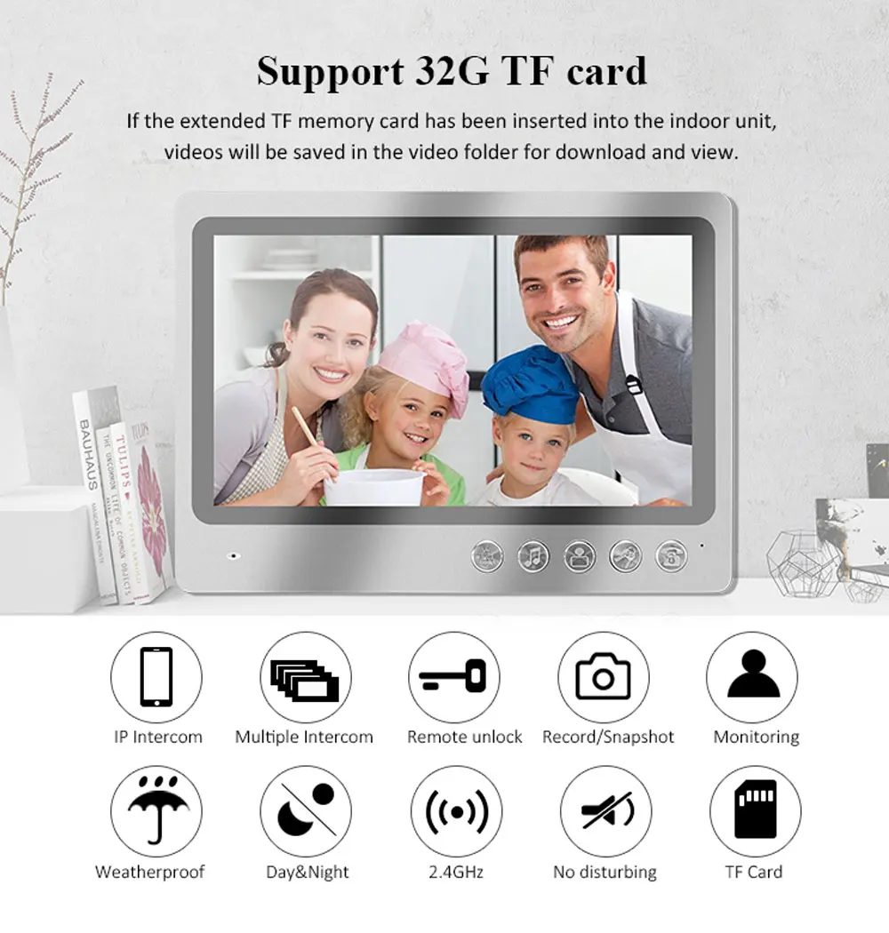 APP Video Intercom 9 Inch Wifi Video Door Bell Intercom System with 2-3 Family Multi nits Apartment Video Door Phone Intercom