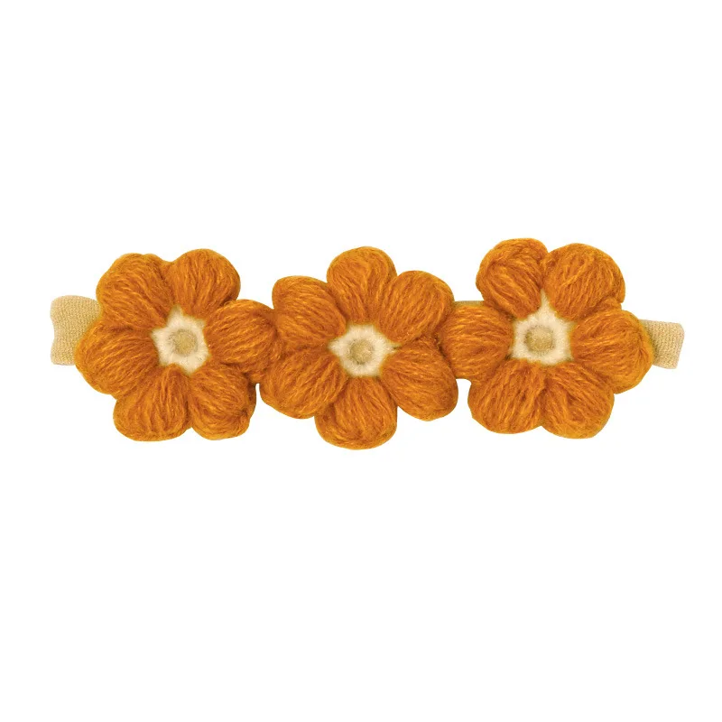 Vintage Baby Nylon Headbands Handmade Crochet Flowers Woolen Kid Elastic Hairbands Girls Hair Clips Children  Hair Accessories