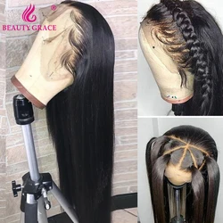 Brazilian Bone Straight Lace Frontal Perucas para Mulheres, Cabelo Humano, Peruca Dianteira, 30 