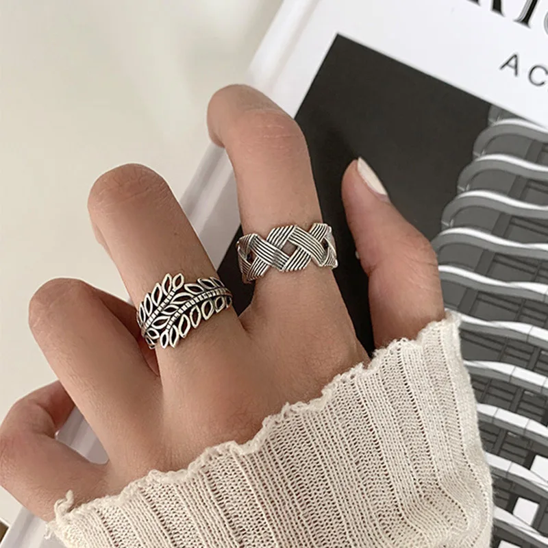 Anillos minimalistas de Plata de Ley 925, joyería geométrica con Cruz hueca hecha a mano, regalos de fiesta