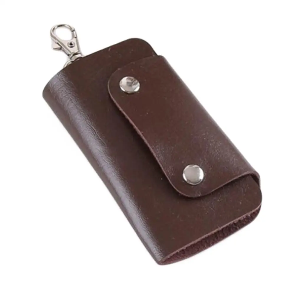 Faux Leather Key Organizer Case Keychain Holder Magnetic Button Pouch Bag Gift