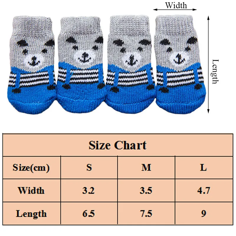 4 Uds. Calcetines cálidos para cachorros y perros, calcetines suaves tejidos para mascotas, calcetines antideslizantes con bonitos dibujos, zapatos