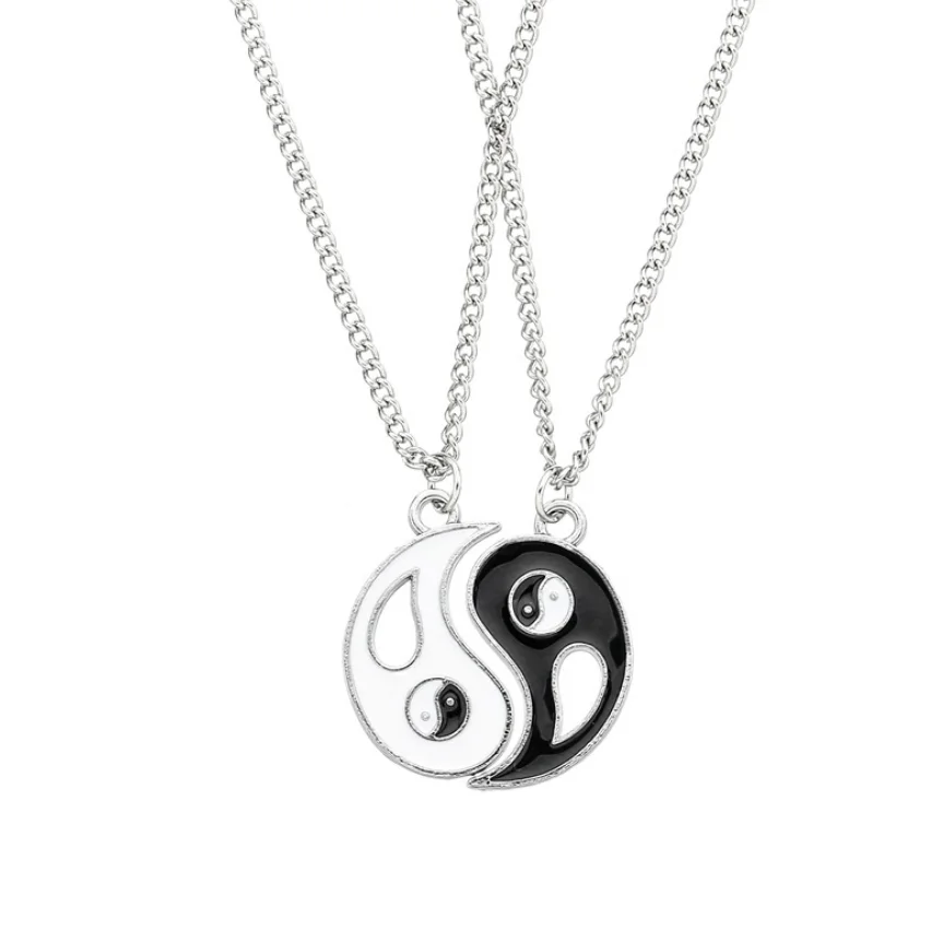 2 Pcs Tai Chi Necklace Yin Yang Gossip Pendant Puzzle Piece Necklace Birthday Jewelry Gifts For Couple Or Best Friends