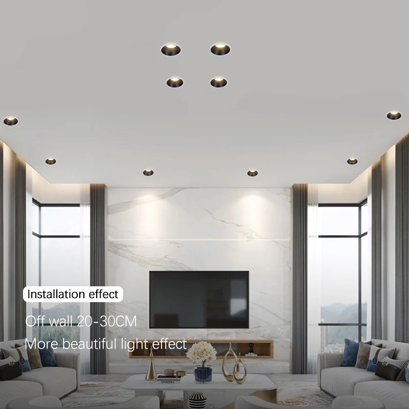 Modern Flush LED7/12W Lving Room Bedroom Ceiling Light 3000K-6500K Dimmable Fixture Control  Lightingremote control Spotlight